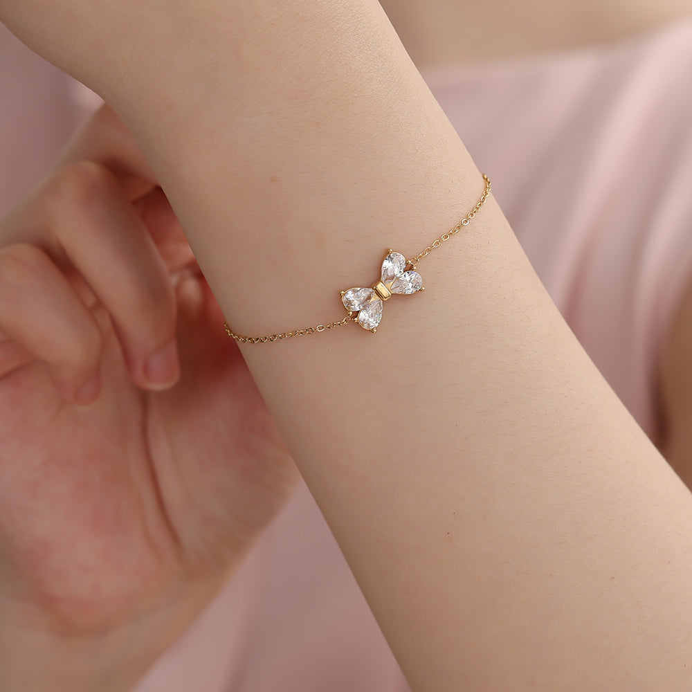 EDELSTAHL ARMKETTE DIAMOND BOW – Miss Nova Damenmode