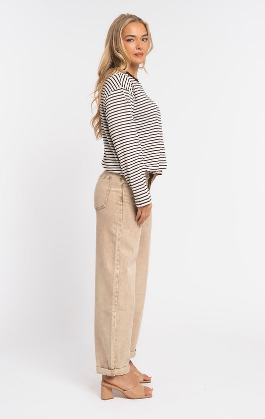 STRETCH BALLOON JEANS VALERIE BEIGE Musselin kaufen | Miss Nova