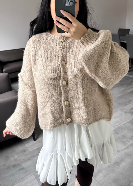 CARDIGAN FINA KURZ TAUPE