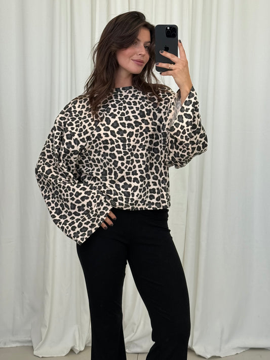 COTTON LONGSLEEVE LEOPRINT Musselin kaufen | Miss Nova