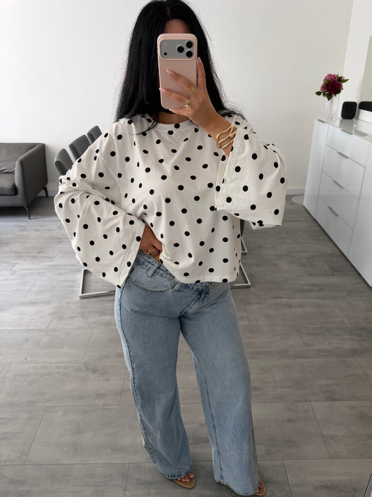 OVERSIZE COTTON LONGSLEEVE POLKA DOTS Musselin kaufen | Miss Nova