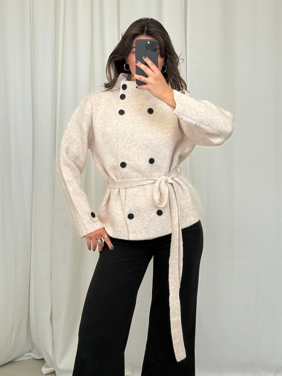 STRICKJACKE MIT BINDEGÜRTEL NOELLE