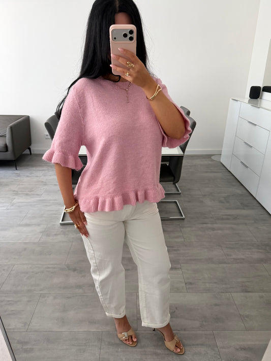STRICKOBERTEIL MIT RÜSCHEN AMANDA Musselin kaufen | Miss Nova