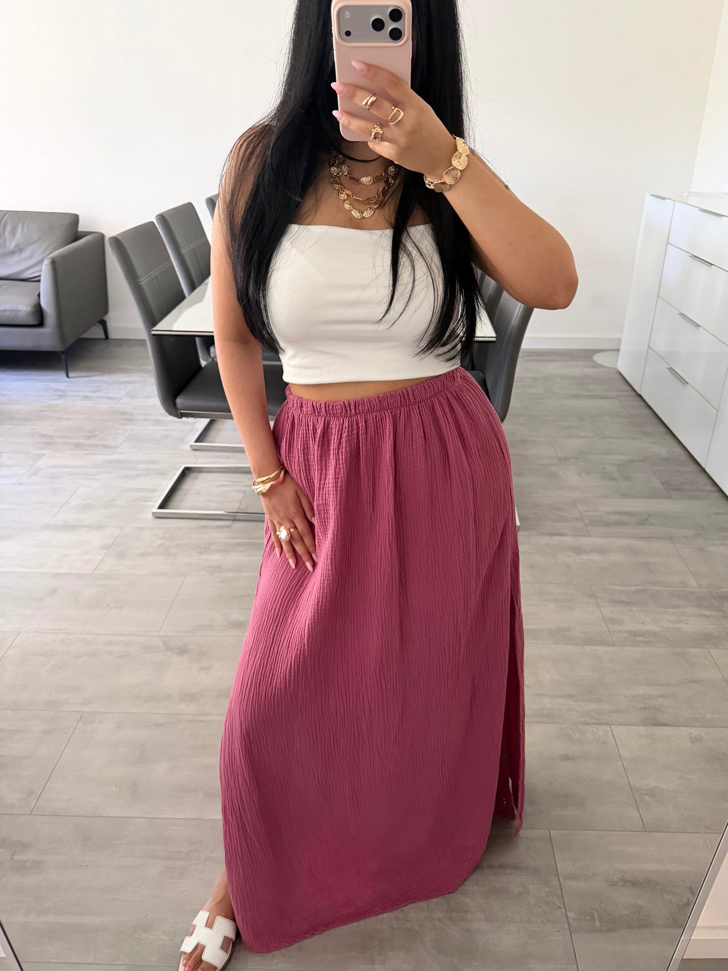 MUSSELIN MAXIROCK MIT SCHLITZ IVANA