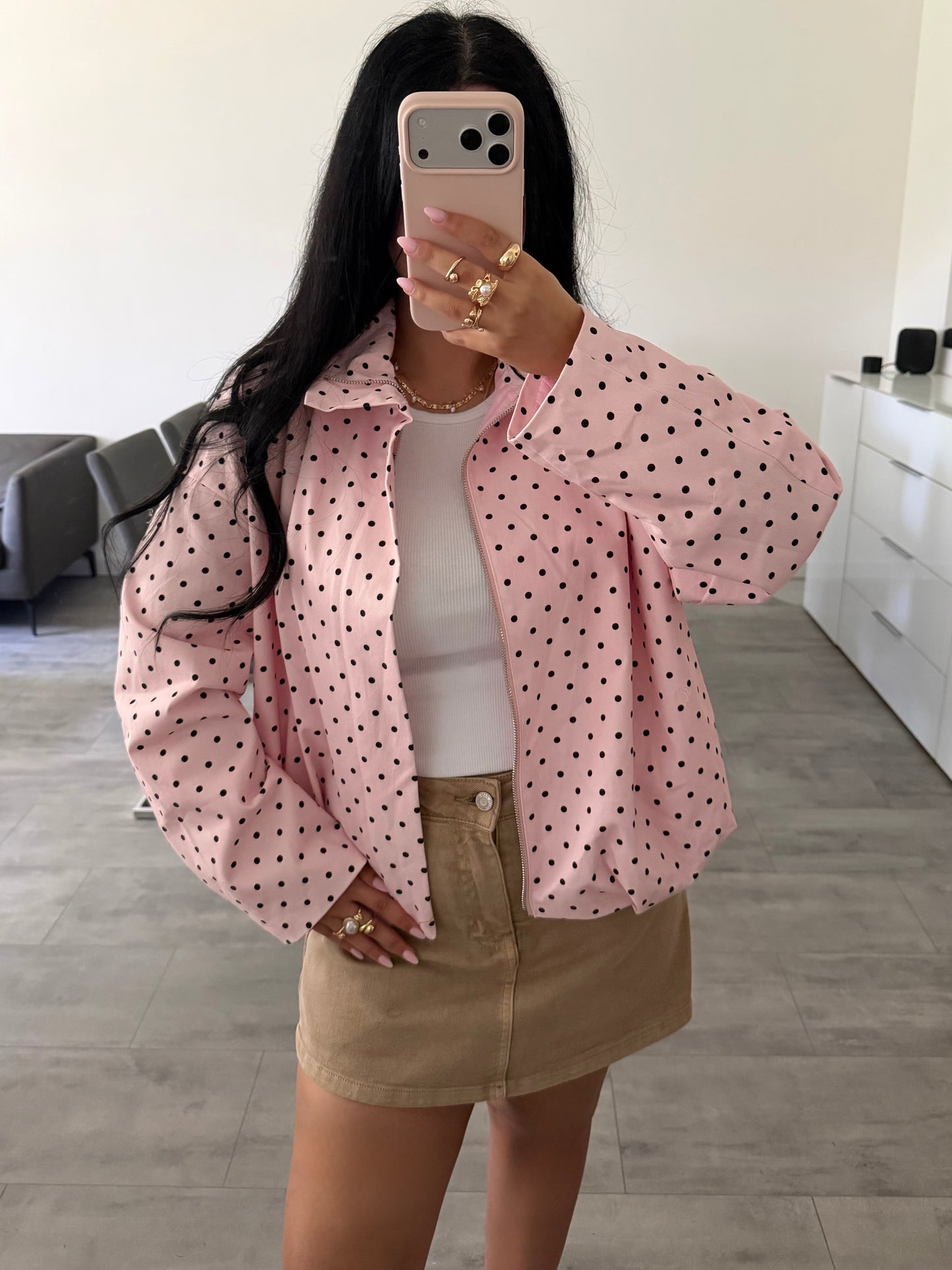 LEICHTE BAUMWOLLJACKE POLKA DOTS