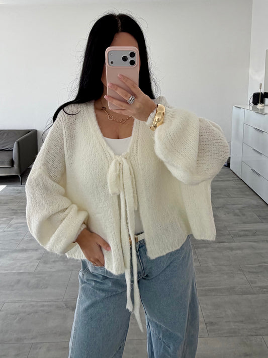 SOFT CARDIGAN NORA MIT SCHLEIFE Musselin kaufen | Miss Nova