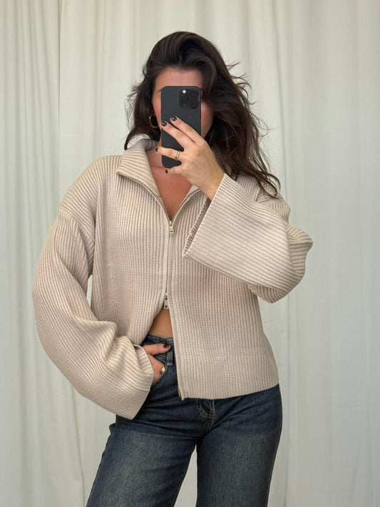 DOUBLE ZIP STRICKJACKE KLEA Musselin kaufen | Miss Nova