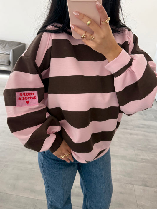 OVERSIZE SWEATSHIRT STREIFEN MORE AMORE Musselin kaufen | Miss Nova