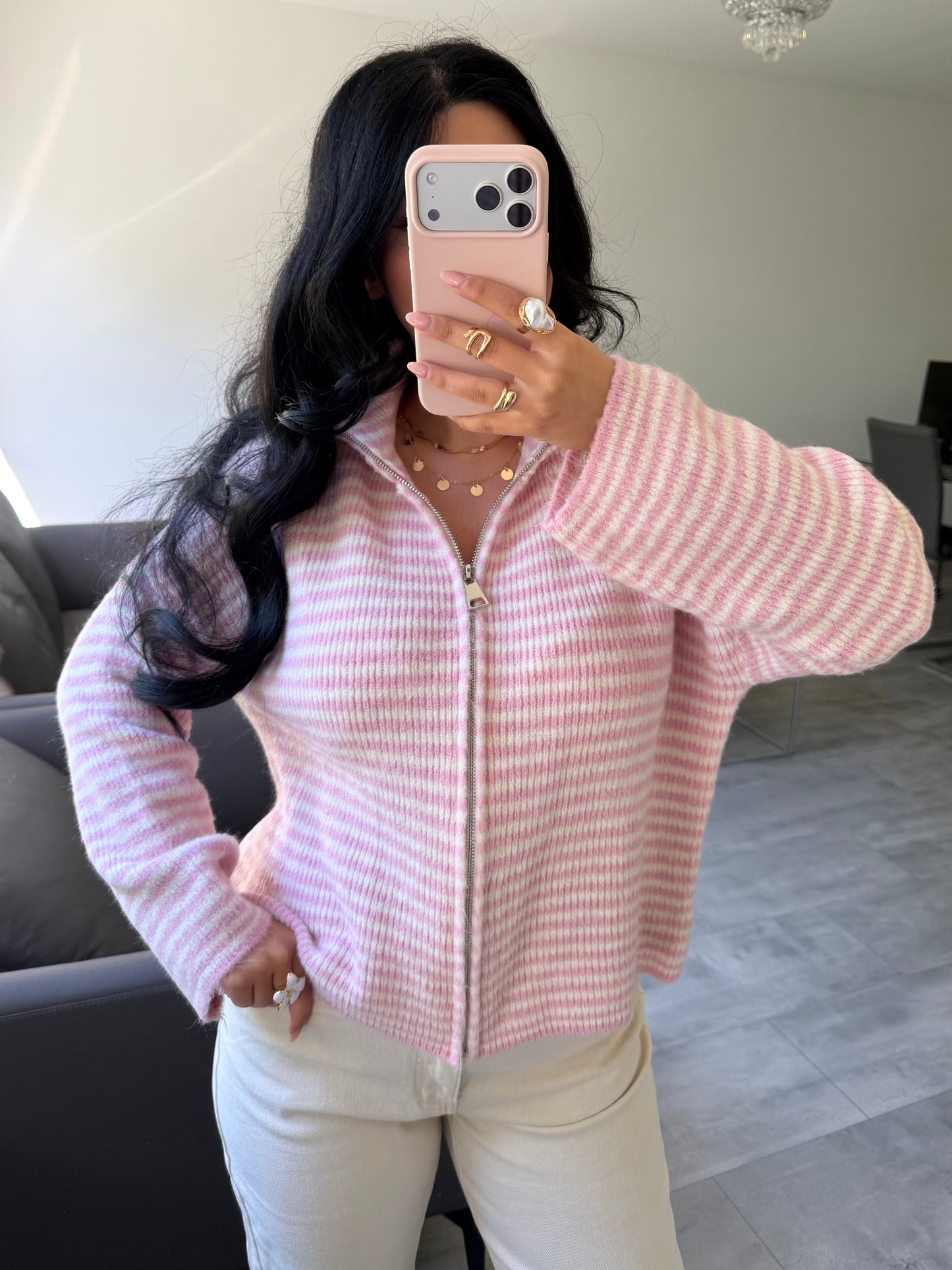 Zip Strickjacke Emilia Gestreift | missnova.de