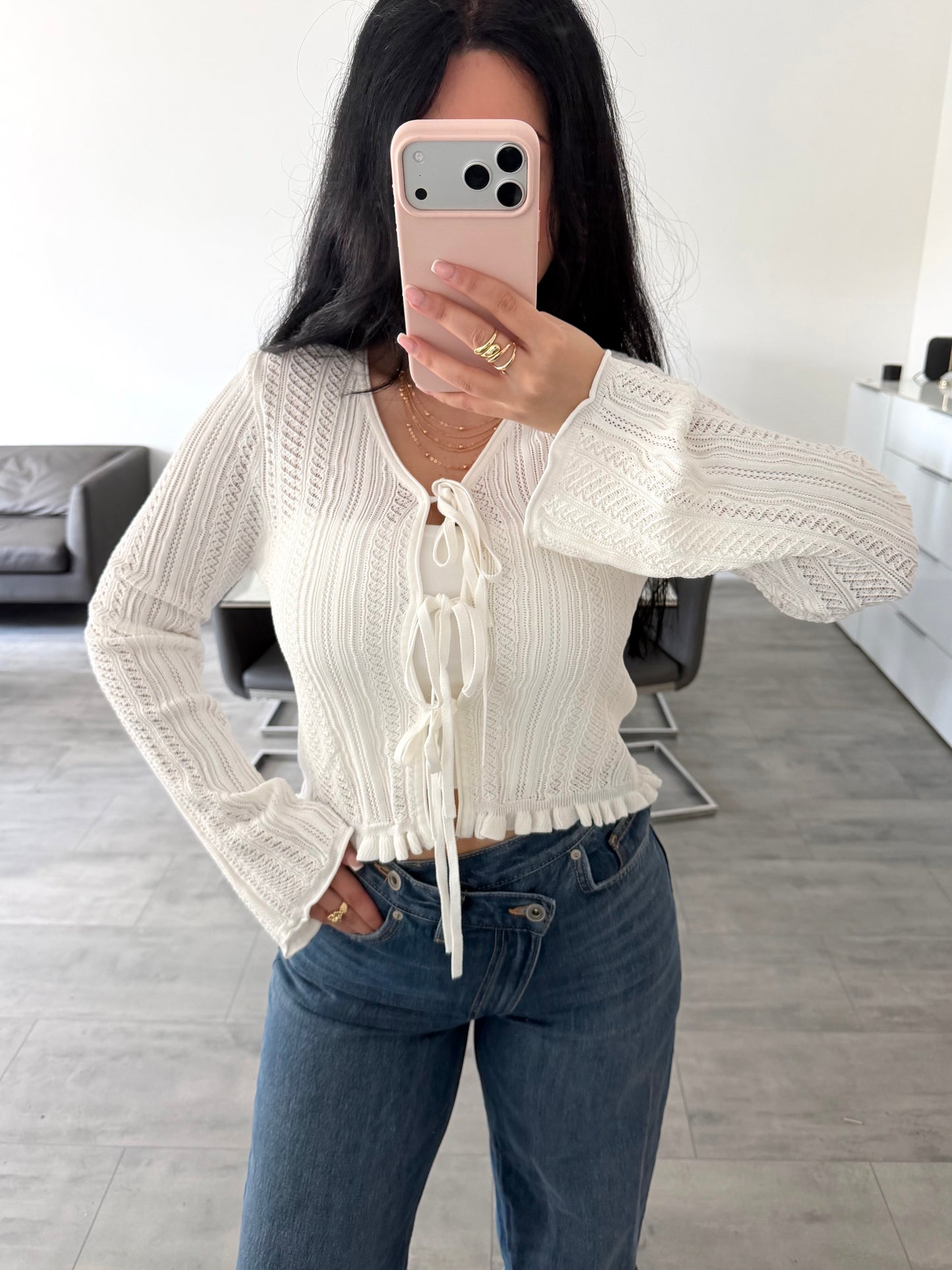 STRICKJÄCKCHEN ELMA MIT SCHLEIFEN – Miss Nova Damenmode
