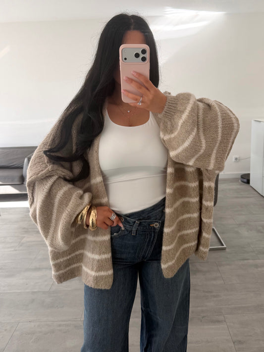 OVERSIZE CARDIGAN FELI GESTREIFT Musselin kaufen | Miss Nova
