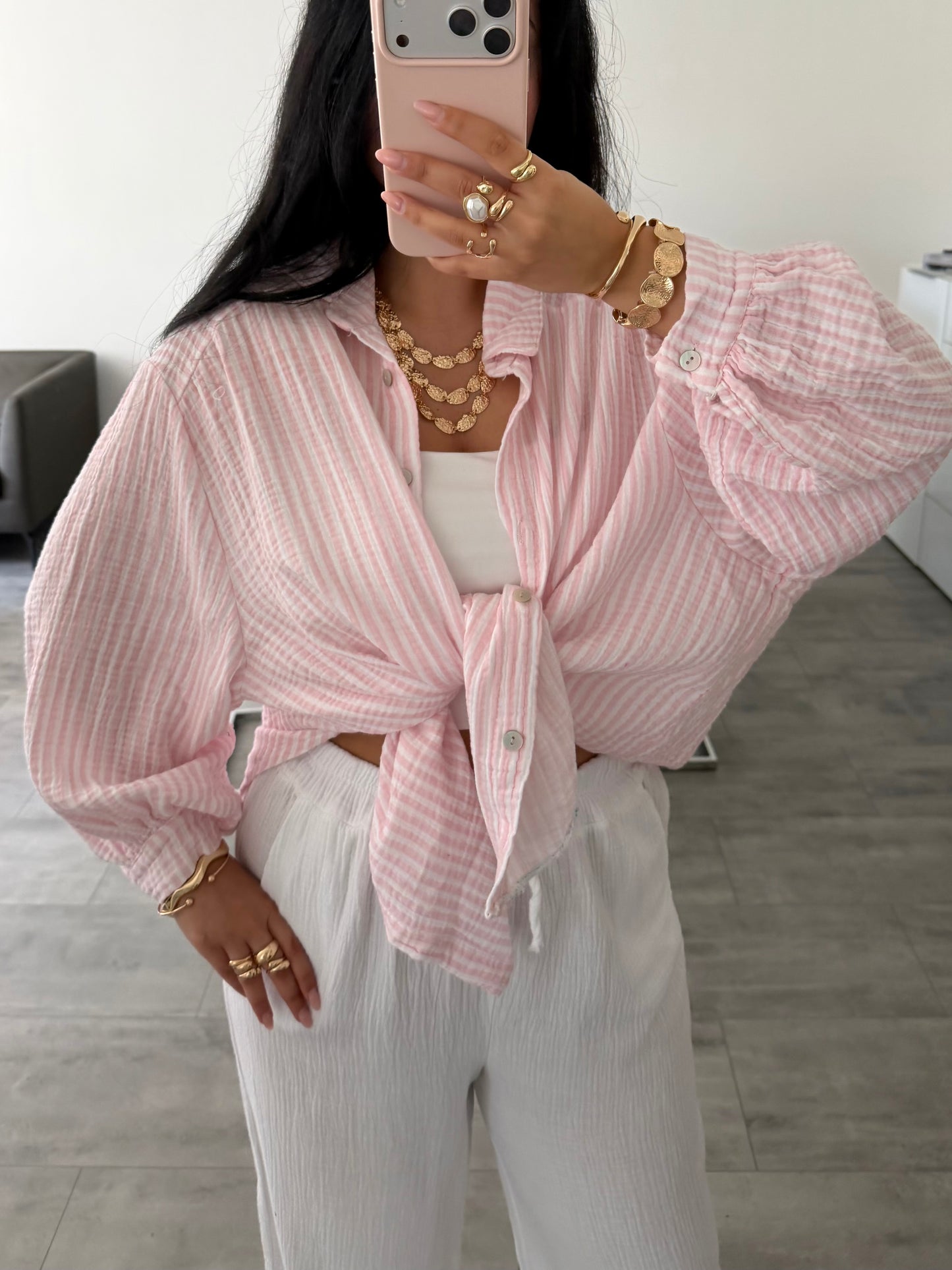 MUSSELIN BLUSE ALMA STREIFEN