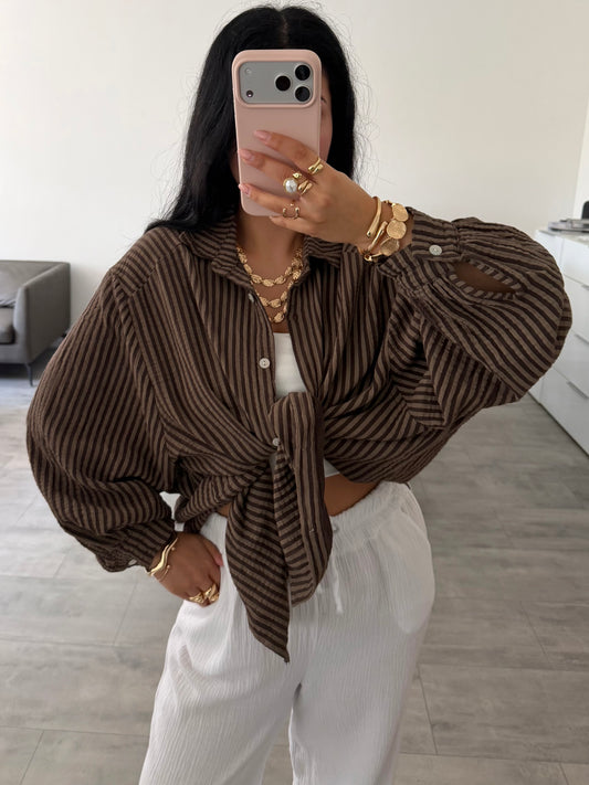 MUSSELIN BLUSE ALMA STREIFEN Musselin kaufen | Miss Nova