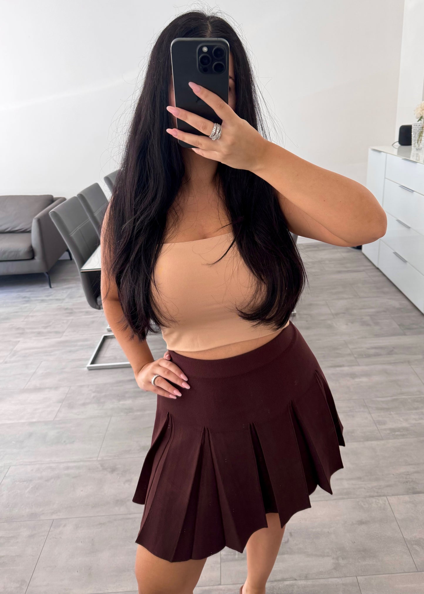 FALTENROCK LARA DUNKELBRAUN