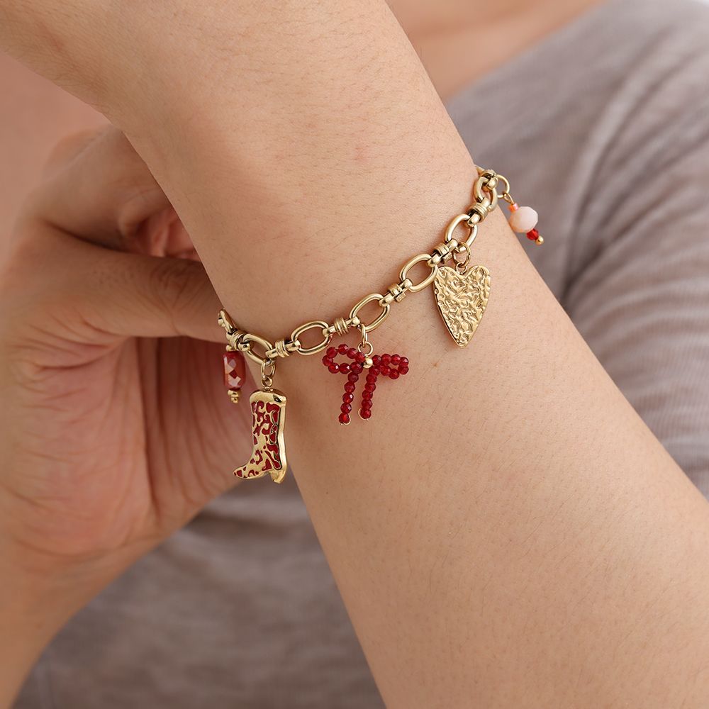 EDELSTAHL ARMKETTE RED CHARMS