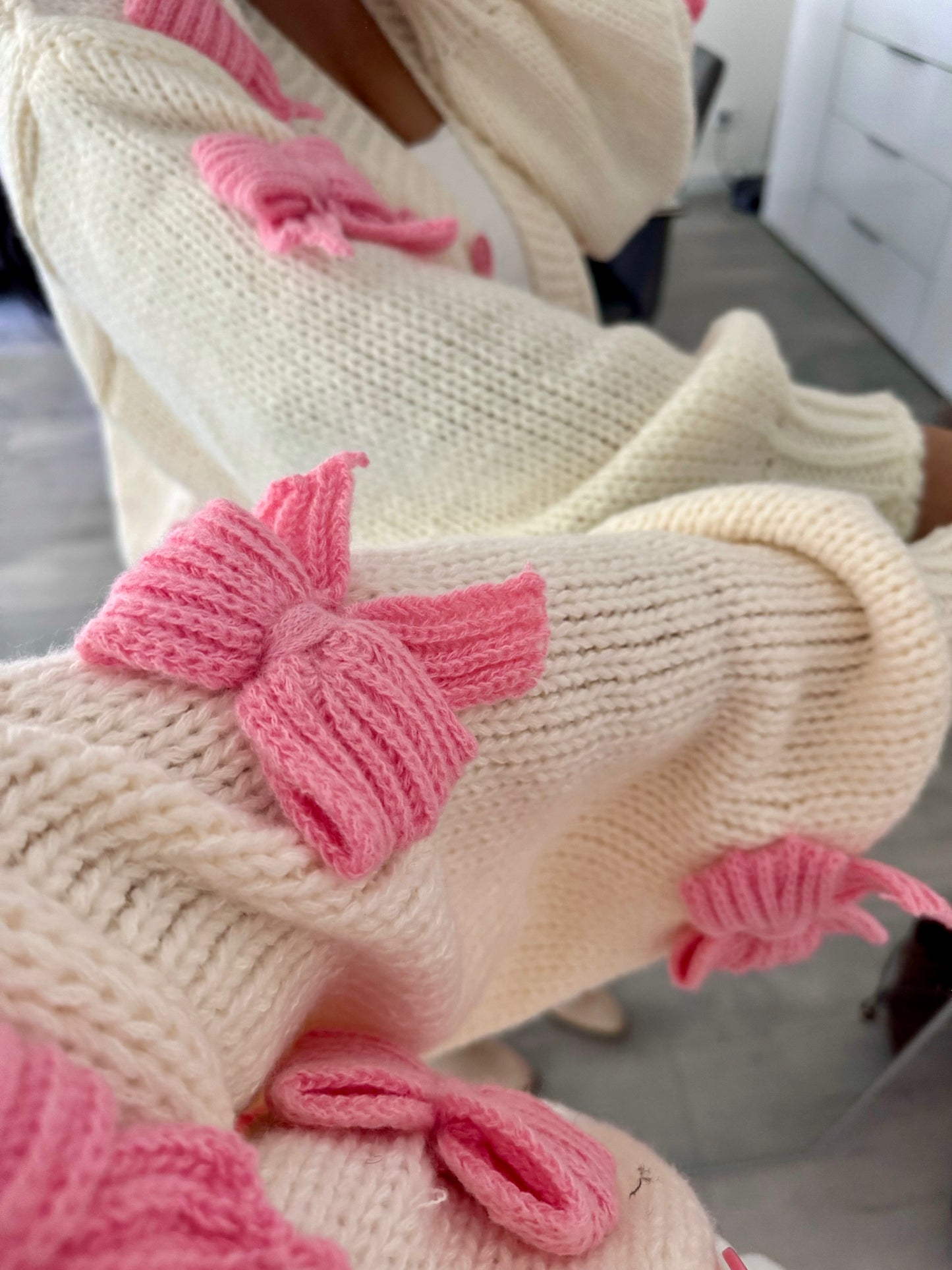 CARDIGAN SCHLEIFE ROSA