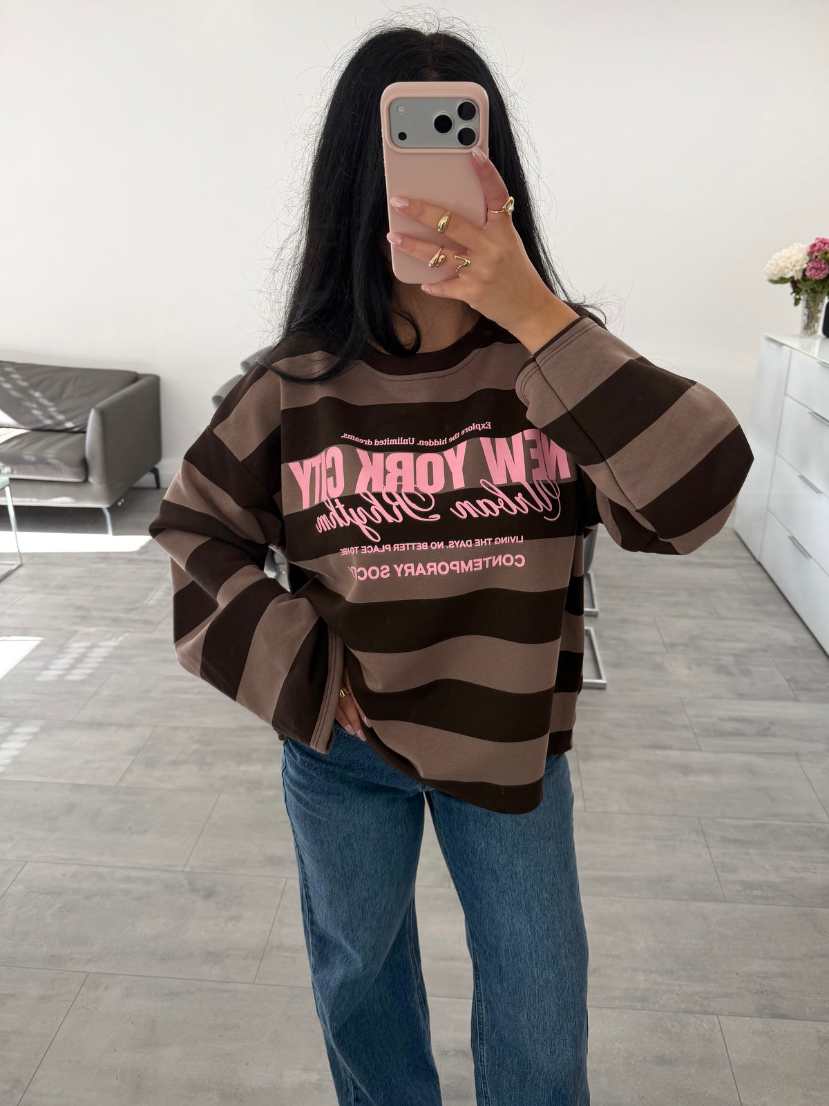 OVERSIZE SWEATSHIRT STREIFEN NEW YORK CITY