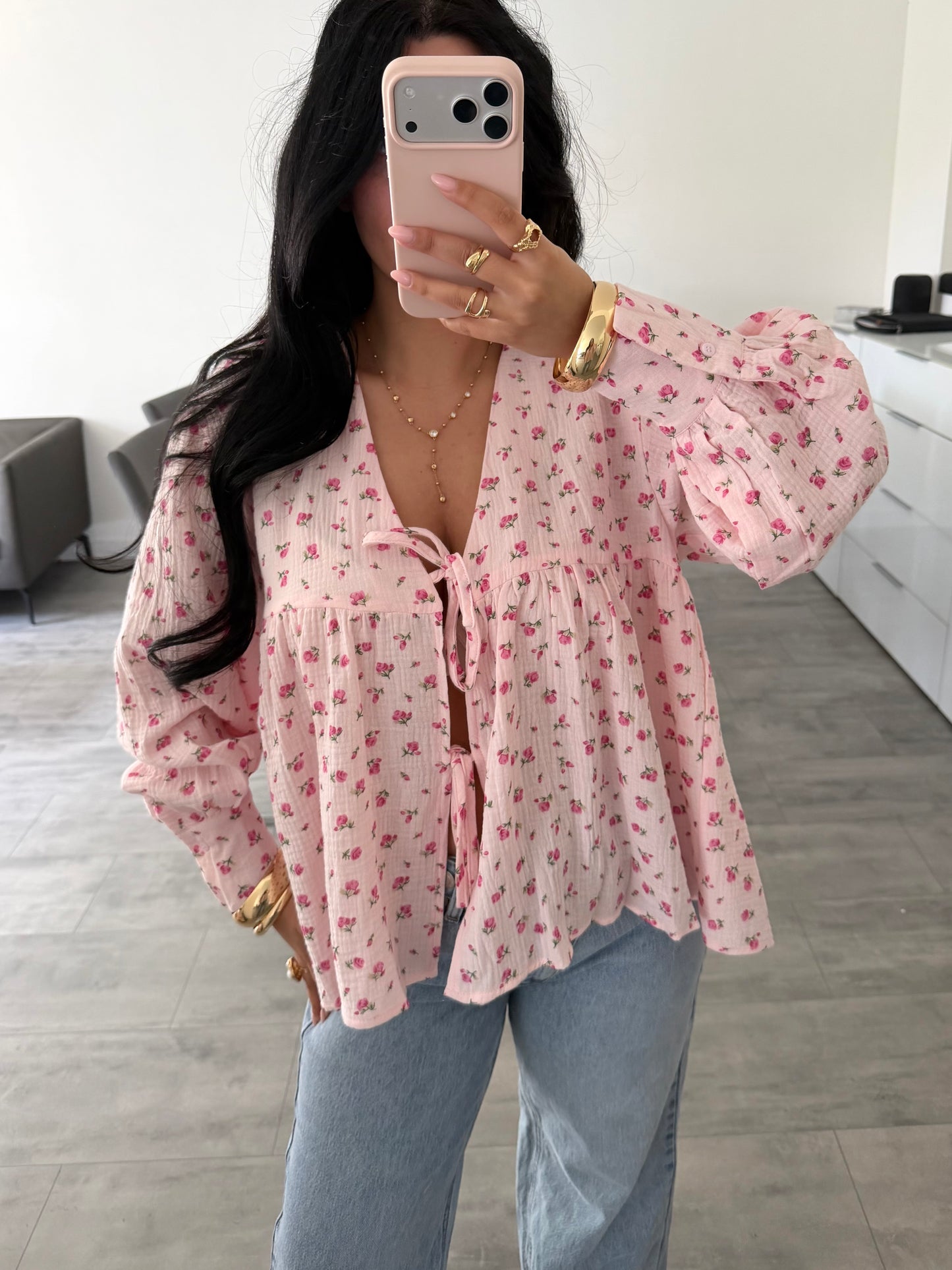 MUSSELIN BLUSE LIORA MIT BLÜMCHEN UND SCHLEIFEN – Musselin Mode Miss Nova