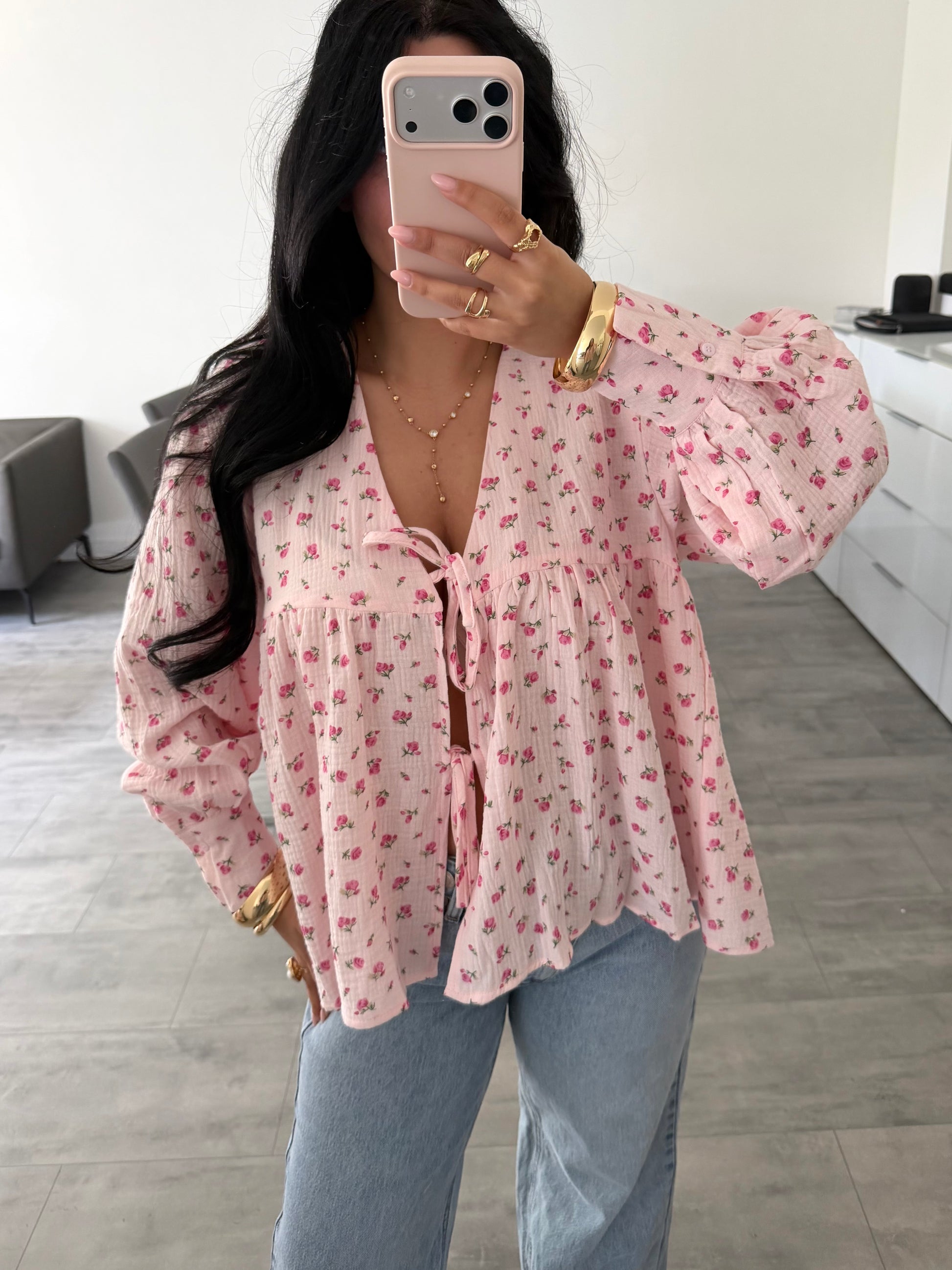 MUSSELIN BLUSE LIORA MIT BLÜMCHEN UND SCHLEIFEN – Musselin Mode Miss Nova