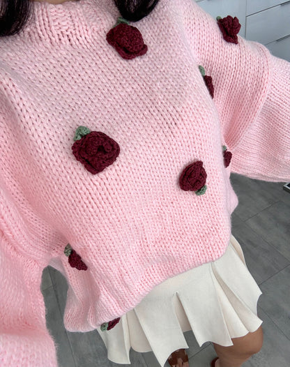 CROCHET PULLOVER ROSALIA ROSE – Miss Nova Damenmode