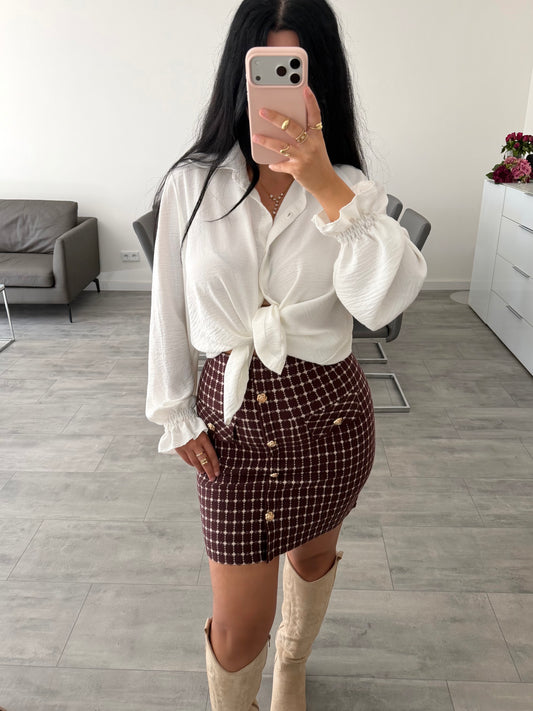 TWEED ROCK MIT GOLDENEN KNÖPFEN LARISSA Musselin kaufen | Miss Nova