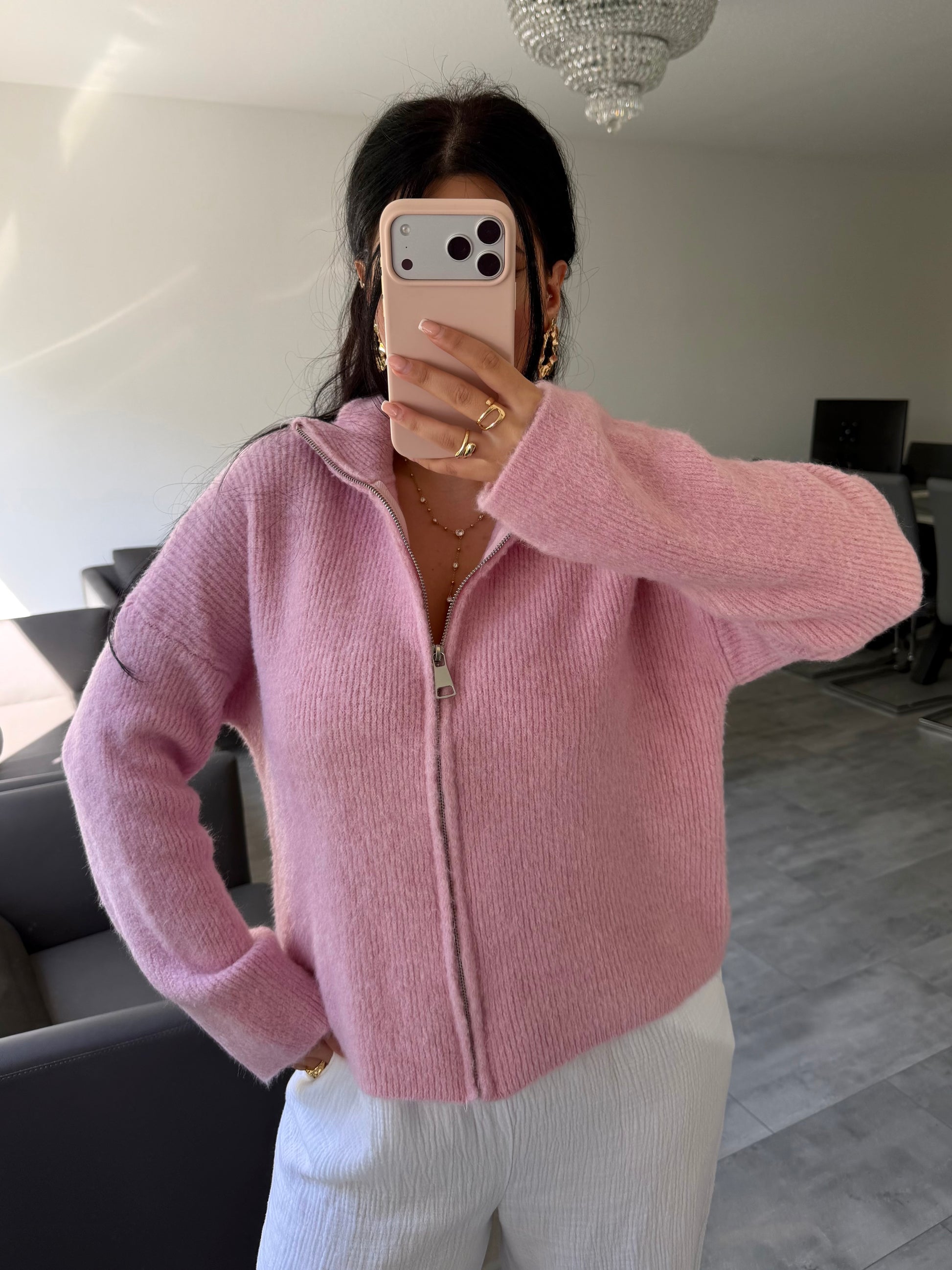 ZIP STRICKJACKE EMILIA ROSA – Miss Nova Damenmode
