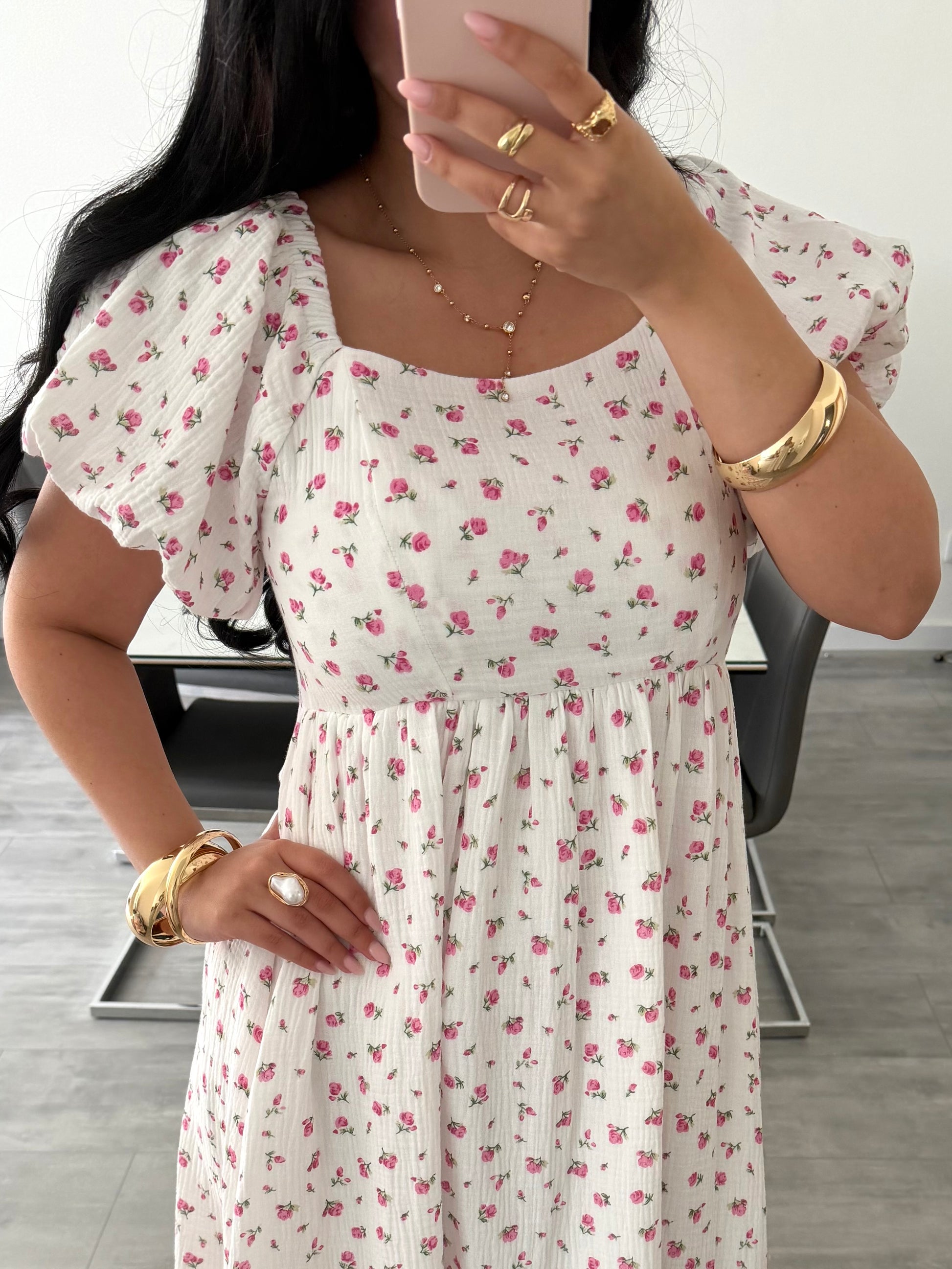 MUSSELIN KLEID ROSALIE MIT ROSENMUSTER – Musselin Mode Miss Nova