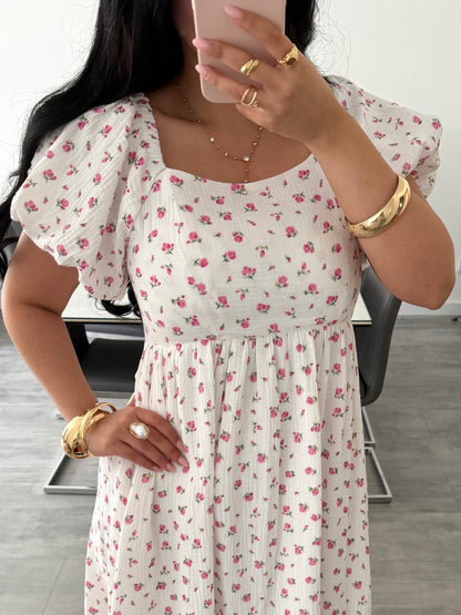 MUSSELIN KLEID ROSALIE MIT ROSENMUSTER – Musselin Mode Miss Nova