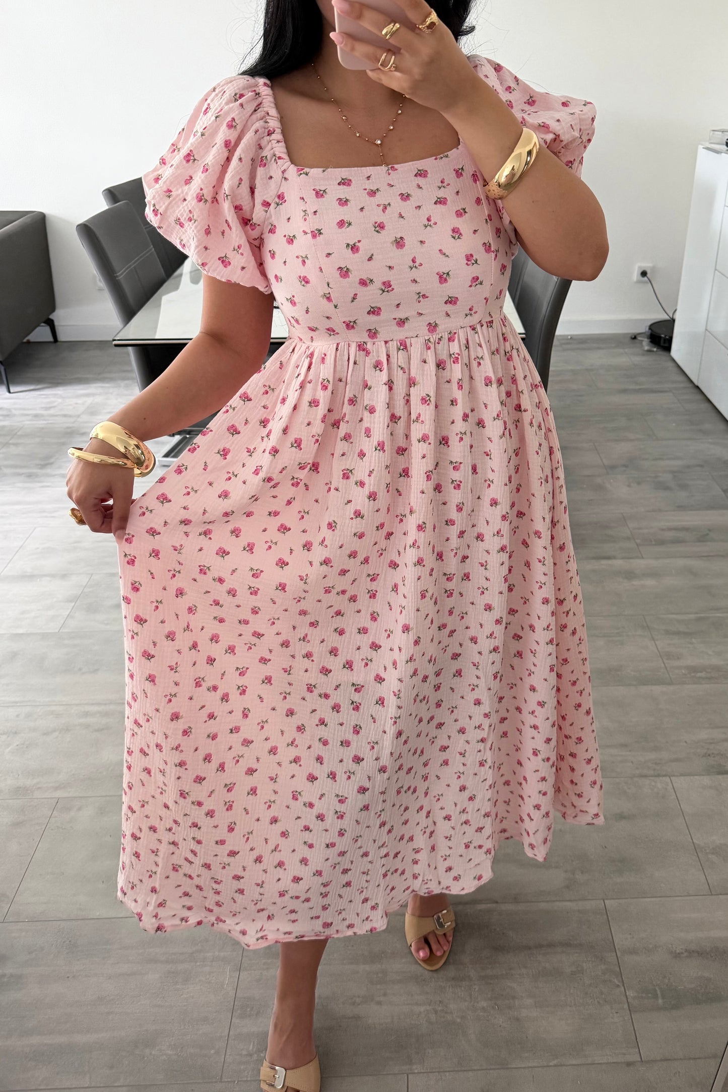 MUSSELIN KLEID ROSALIE MIT ROSENMUSTER – Musselin Mode Miss Nova