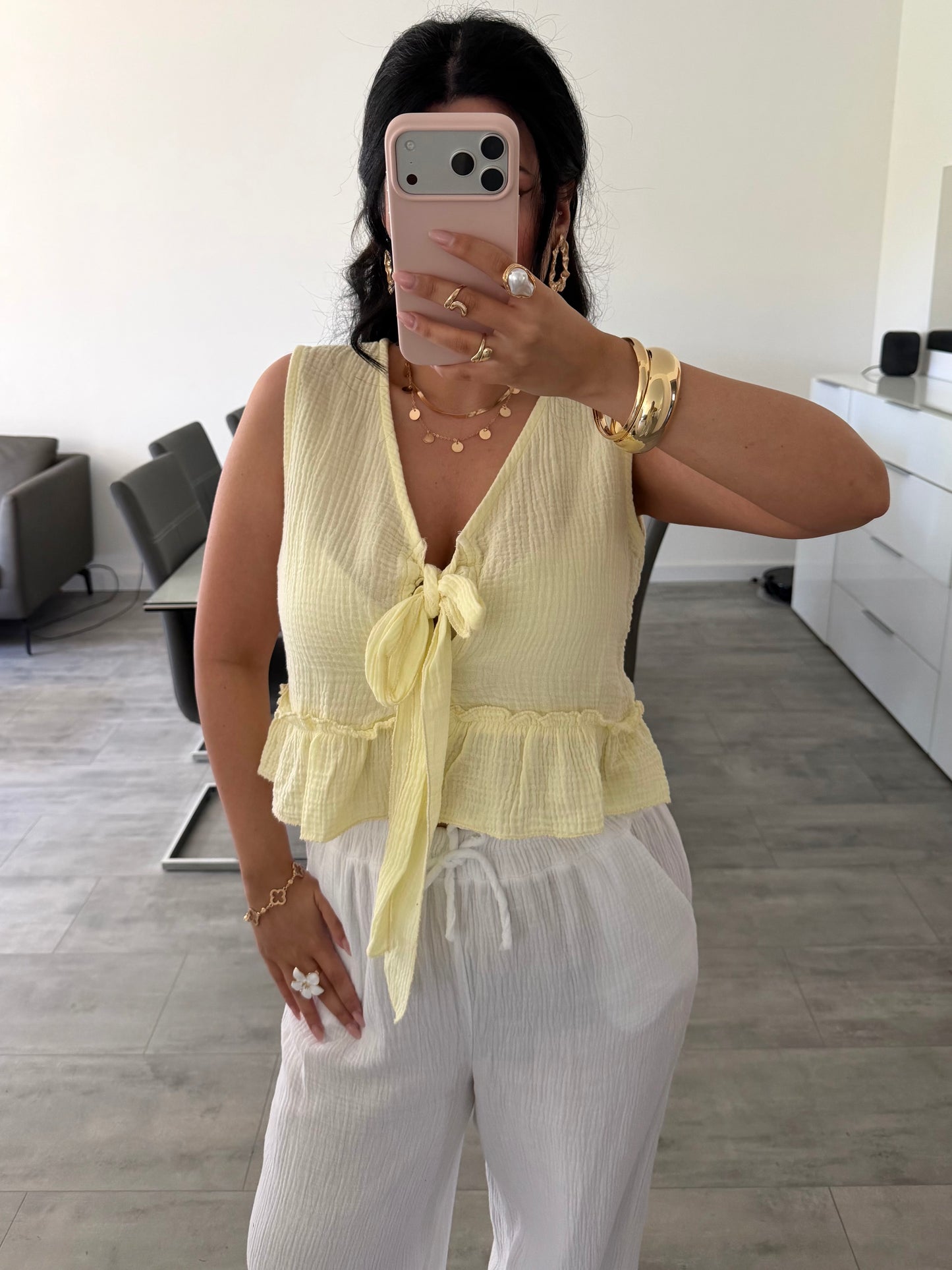 Musselin Top Talia Mit Schleife Detailansicht – MissNova