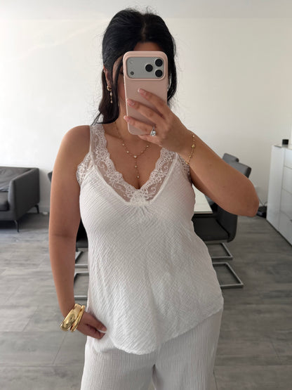 MUSSELIN TOP MIT SPITZE – Musselin Damenmode bei Miss Nova
