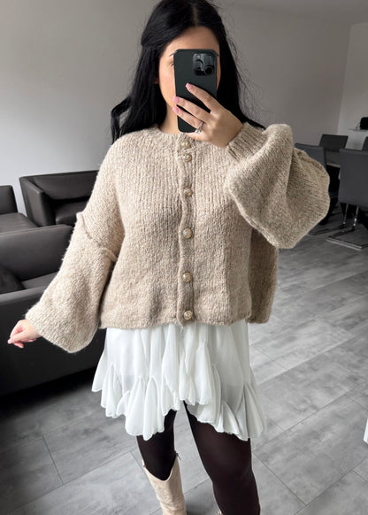 CARDIGAN FINA KURZ TAUPE