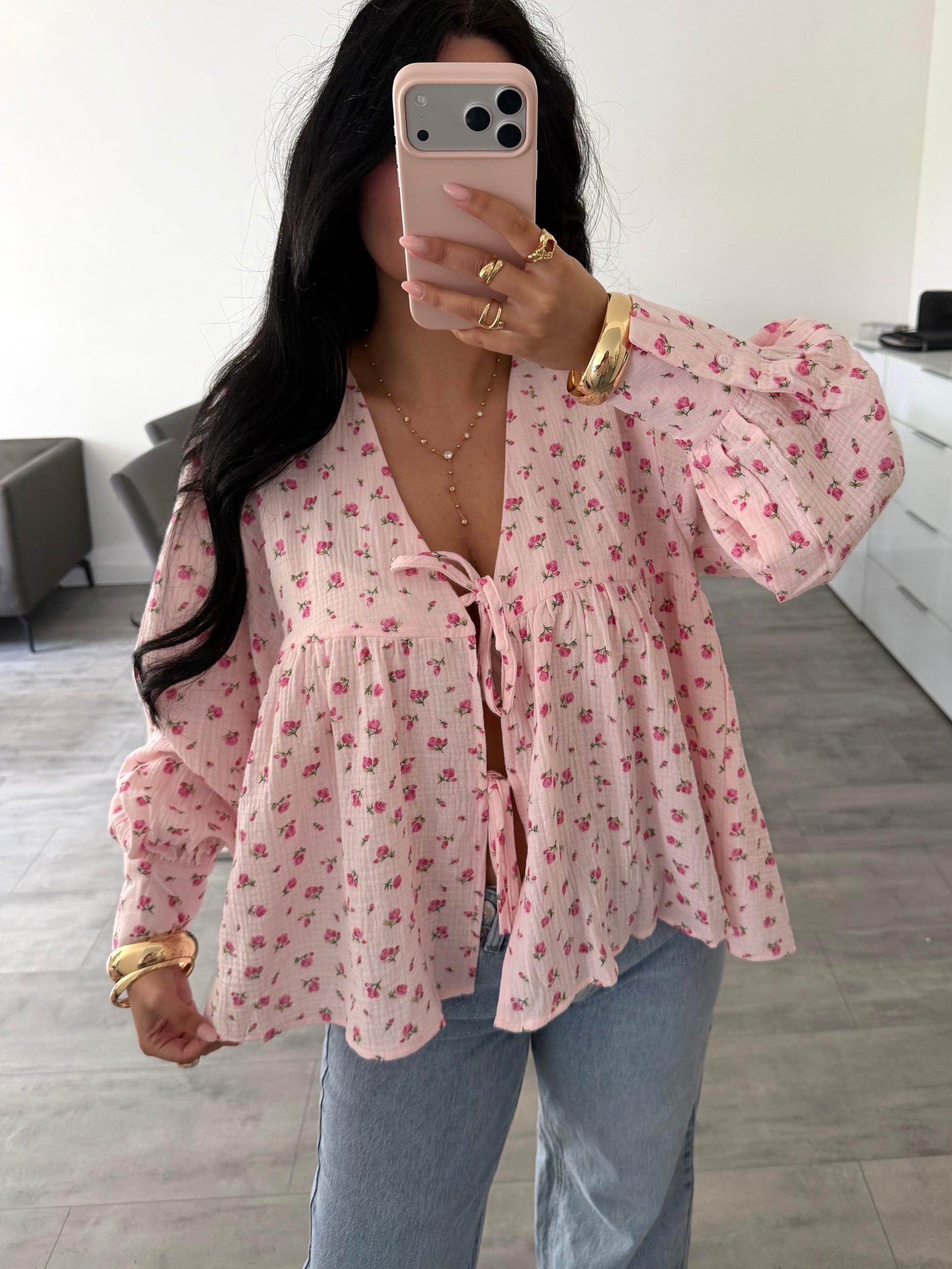 MUSSELIN BLUSE LIORA MIT BLÜMCHEN UND SCHLEIFEN – Musselin Mode Miss Nova