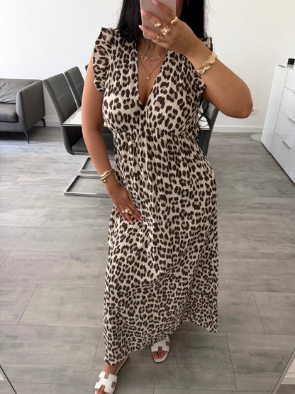MUSSELIN KLEID MILENA LEOPRINT