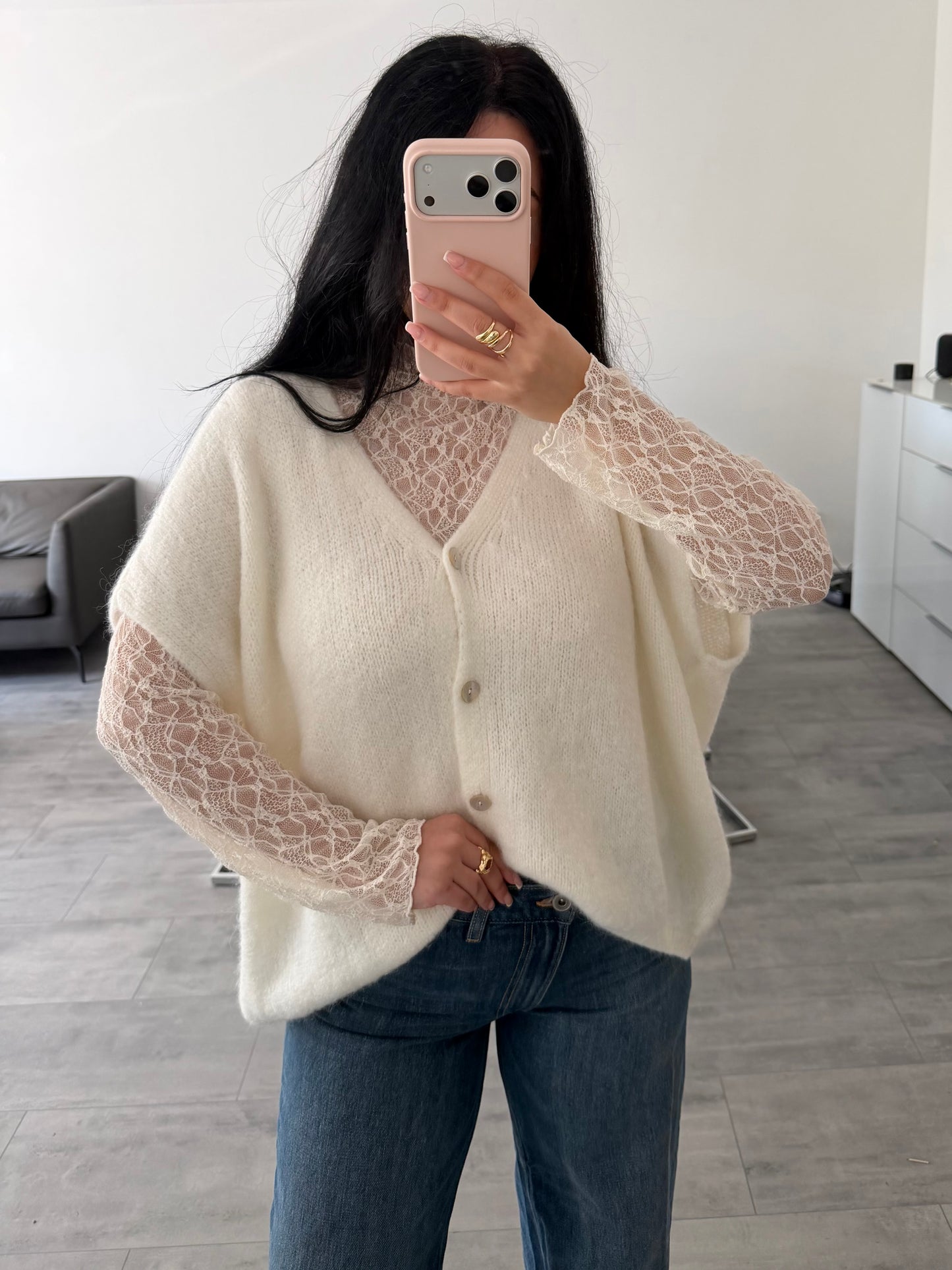 KURZARM STRICKJACKE LENI