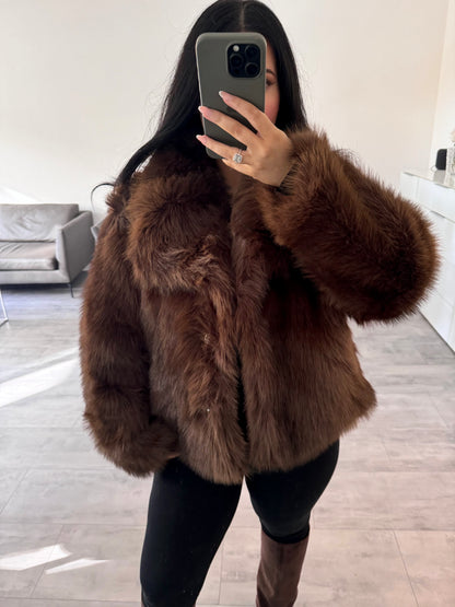 KUNSTFELLJACKE BELLA DUNKELBRAUN