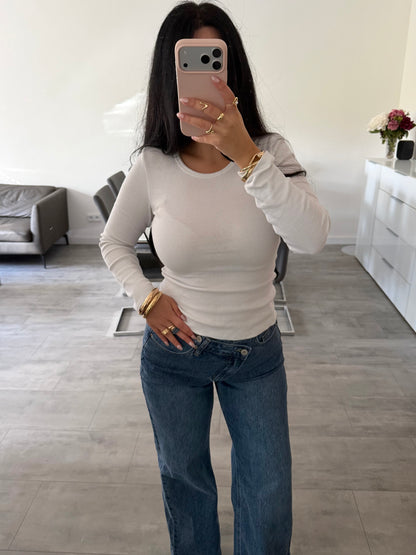 GERIPPTES BASIC BAUMWOLL-SHIRT LISA