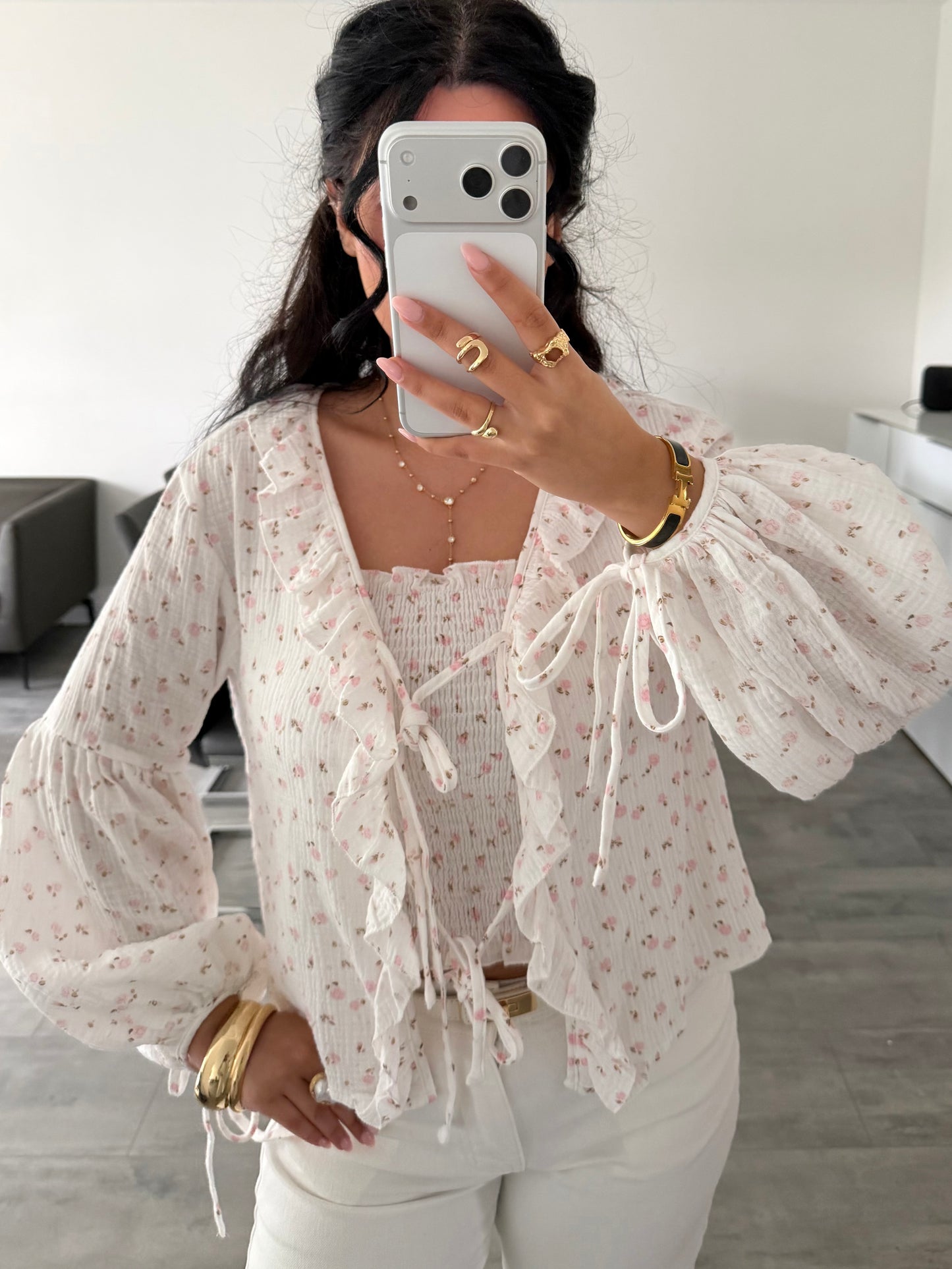 MUSSELIN RÜSCHEN BLUSE BLÜMCHENLIEBE – Musselin Mode Miss Nova