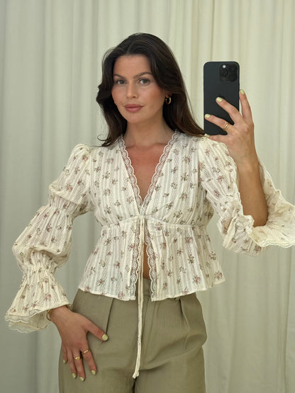 FLORALE BAUMWOLLBLUSE VALERIA MIT BLUMENMUSTER