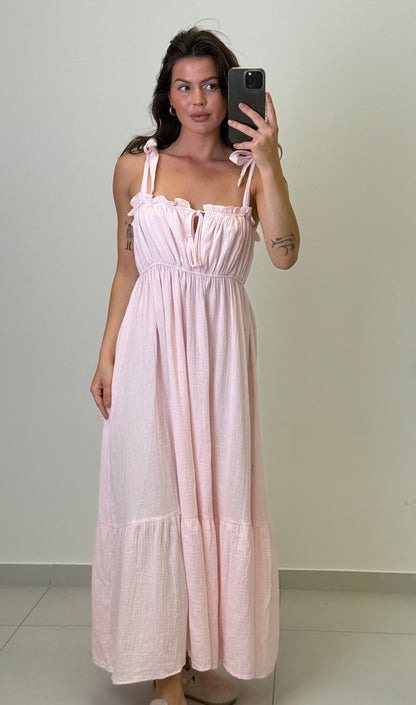 MUSSELIN KLEID AURORA LANG
