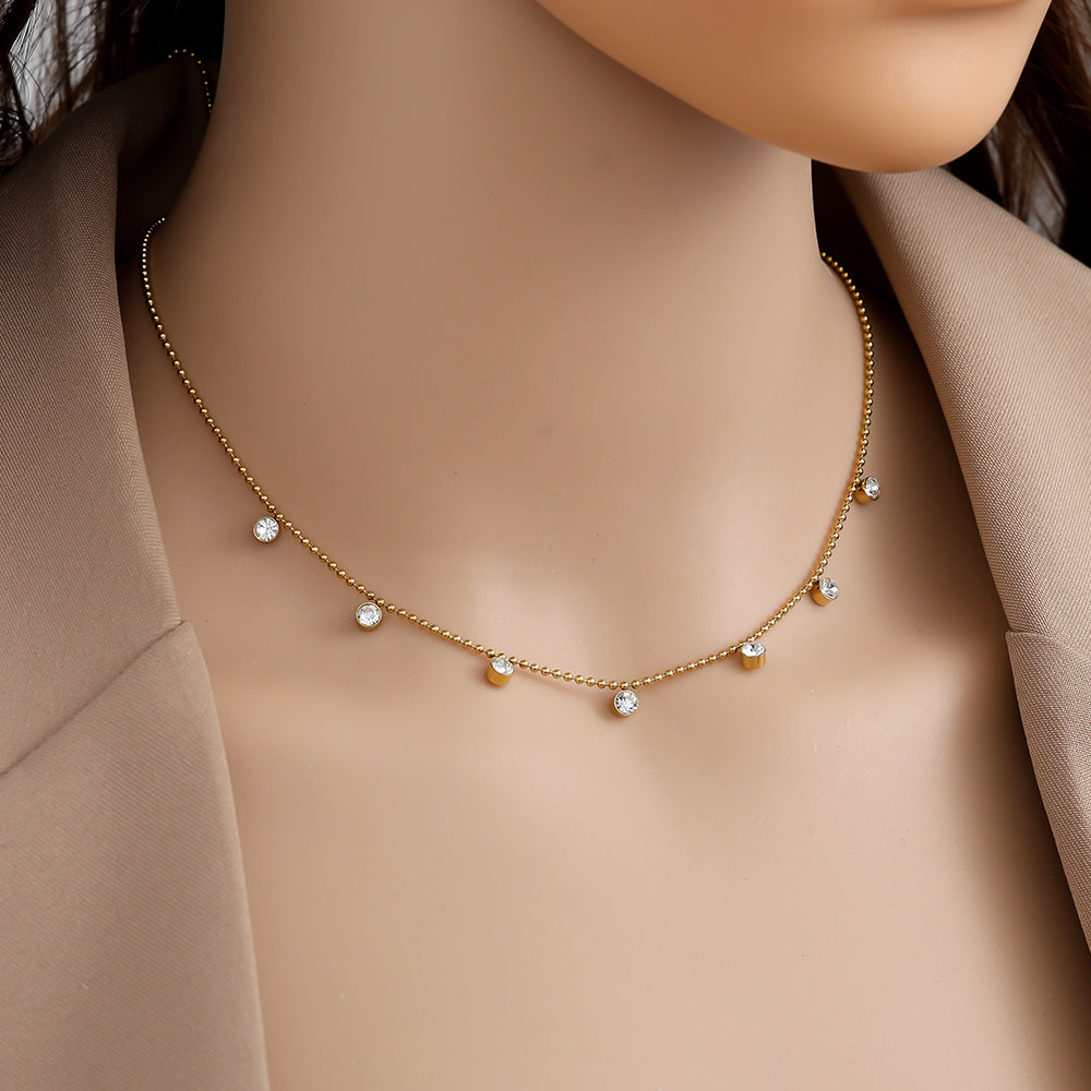 Edelstahl Halskette Diamond Dots – Miss Nova Damenmode