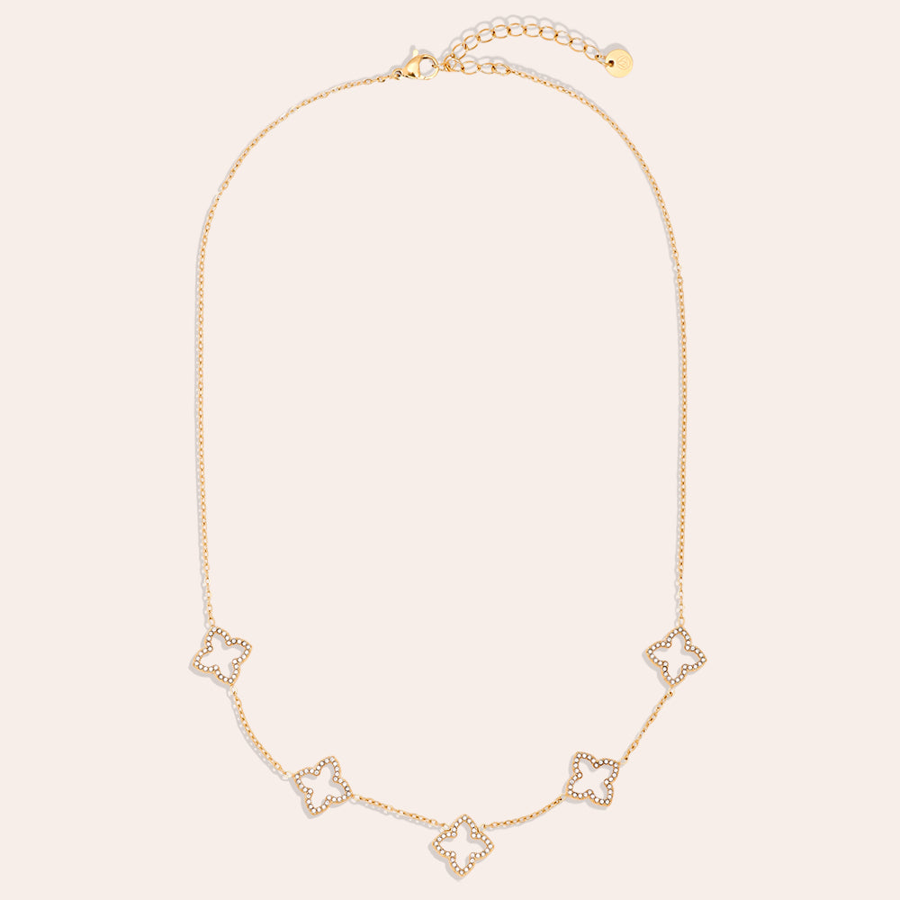 Edelstahl Halskette Sparkling Lucky Flowers – Damenmode bei Miss Nova