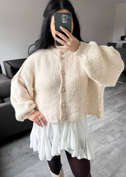 CARDIGAN FINA KURZ BEIGE