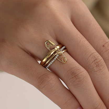 EDELSTAHL RING DIAMOND & PIN – Miss Nova Damenmode