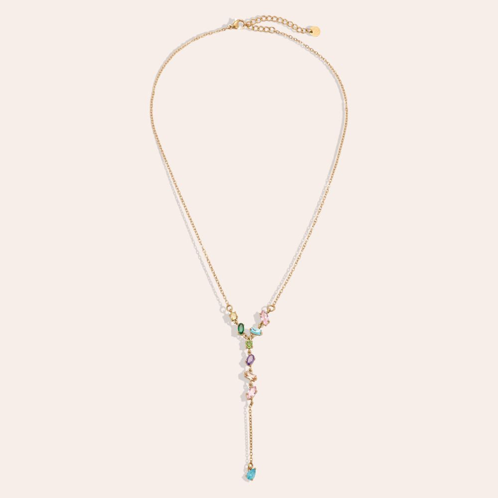 Edelstahl Halskette Gemstones Bunt – Edelstahl Schmuck bei Missnova