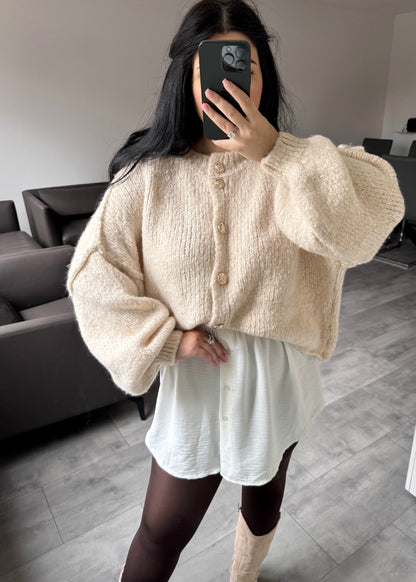 CARDIGAN FINA KURZ BEIGE