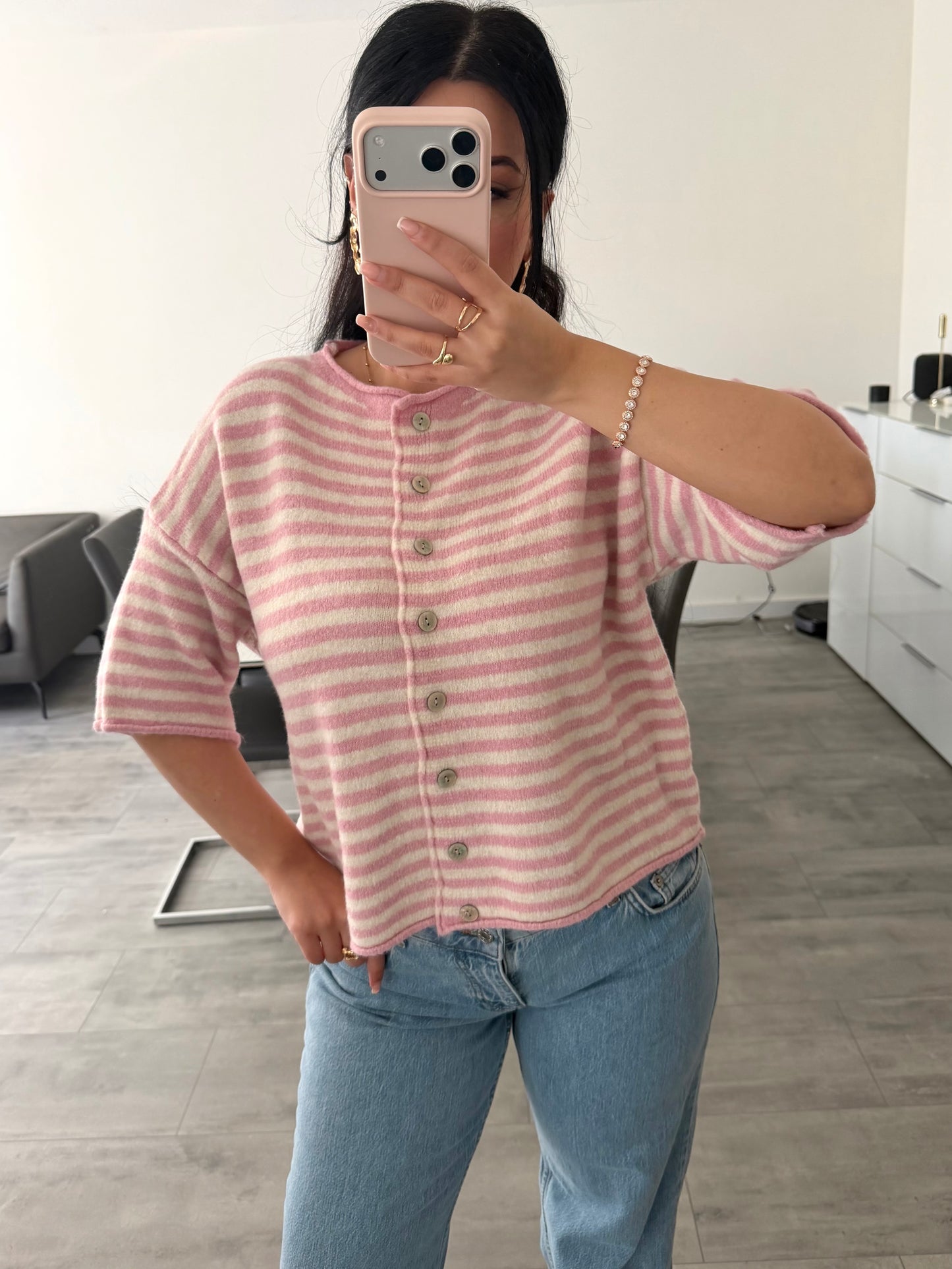 KURZARM CARDIGAN JUNA GESTREIFT – Damenmode bei Miss Nova