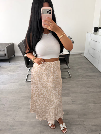 SATINROCK MIT LEOPRINT BEIGE