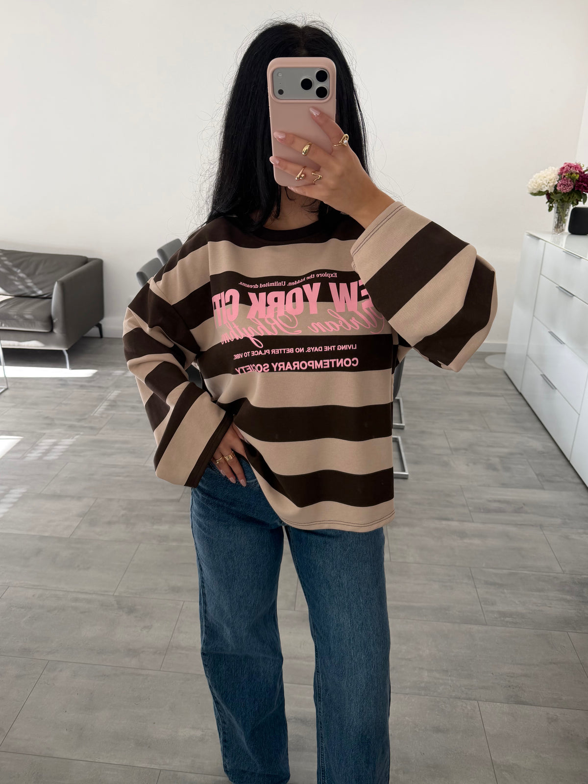 OVERSIZE SWEATSHIRT STREIFEN NEW YORK CITY