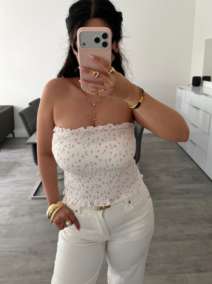 MUSSELIN BANDEAU TOP BLÜMCHENLIEBE – Musselin Mode Miss Nova